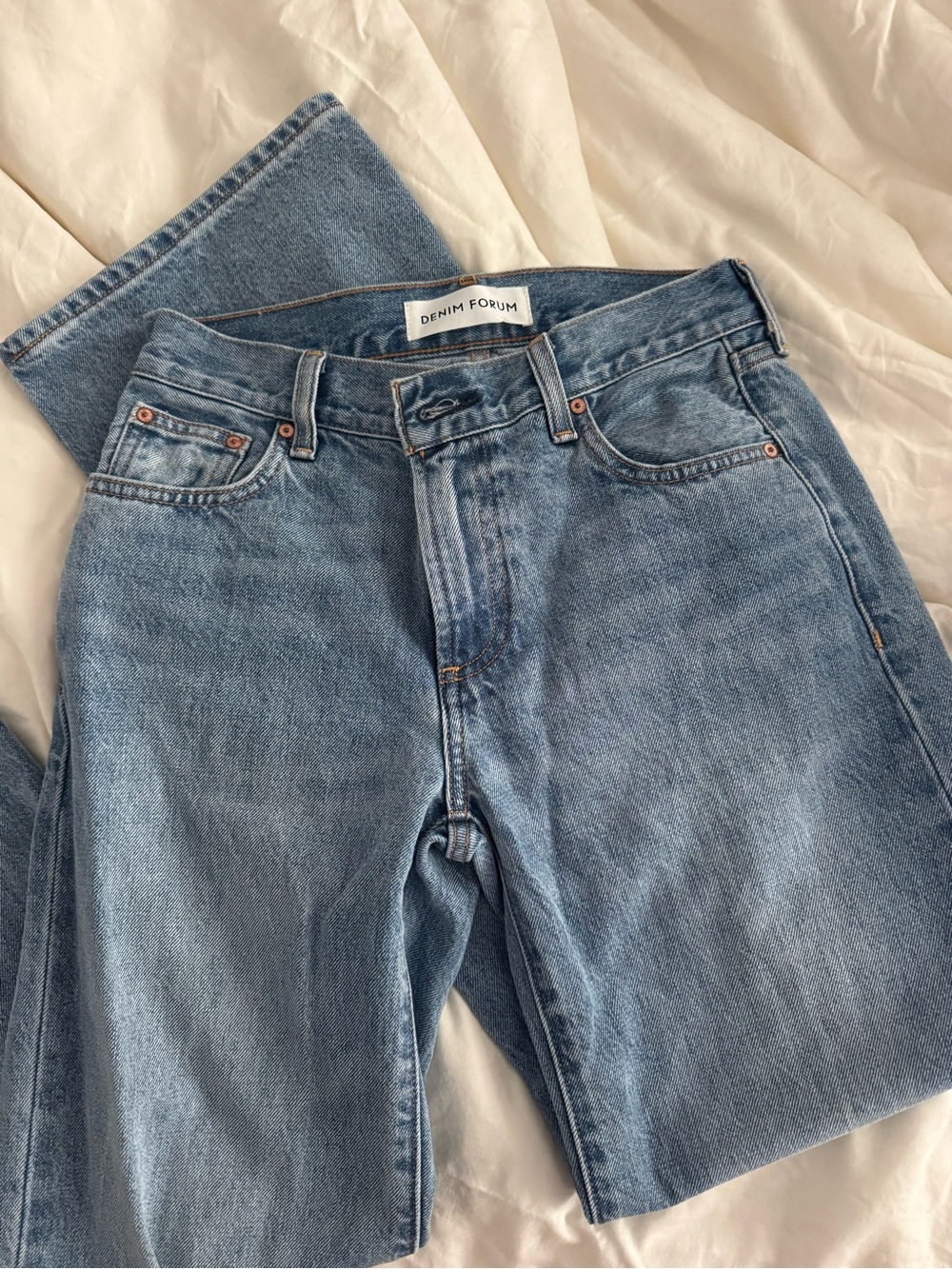 Denim Forum Classic Straight Light Low Rise Blue Jeans